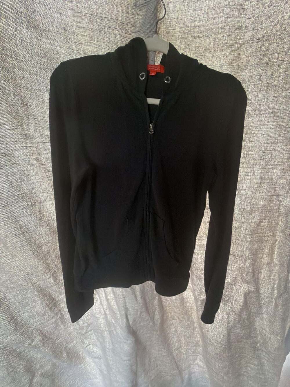 Butter Super Soft Black Full Zip Hoodie with Rhinestone Graphic Detail Size XL